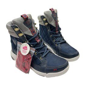 Ryka Aurora Boots Womens 9 Navy Blue Quilted High Top Sneaker Ankle Lace Up